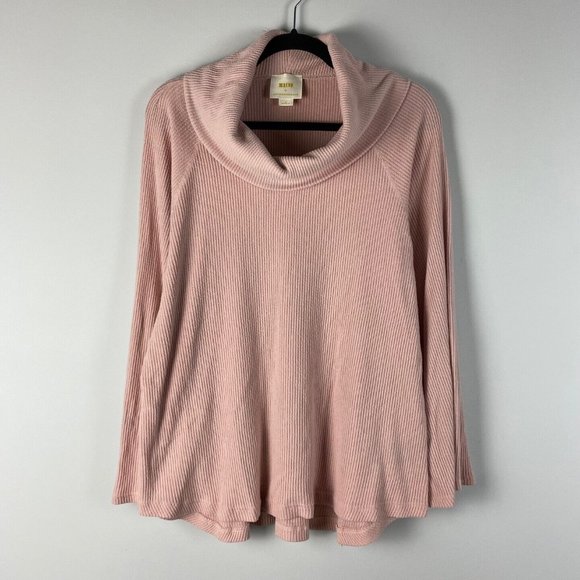 Anthropologie Maeve Cowl Neck Sweater Womens XL Pullover Knit Pink Ribbed - Picture 1 of 11
